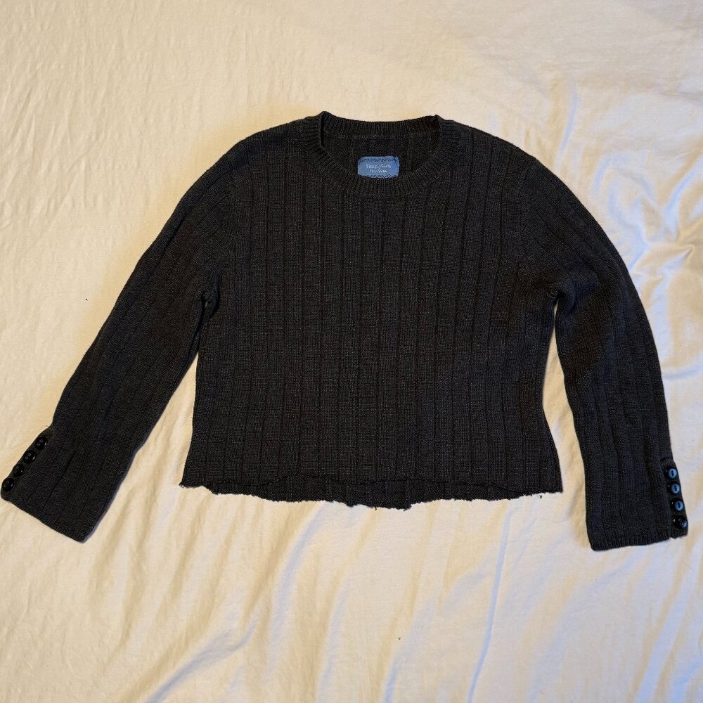 SimplyVera Vera Wang Cropped Distressed Grey Sweater S